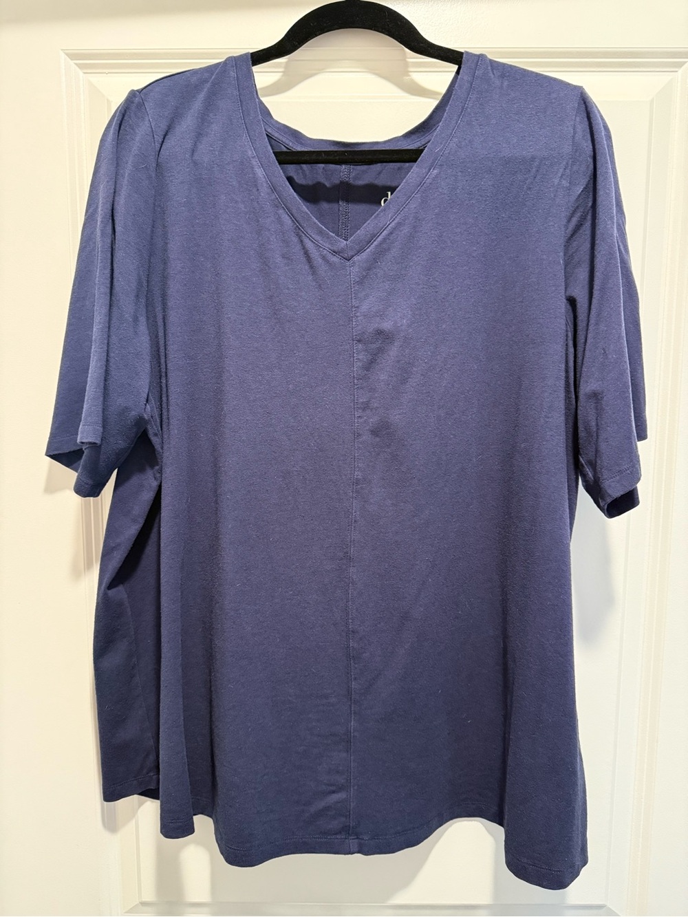 Denim & Co. Women's V-Neck Short Sleeve Shirt - Navy